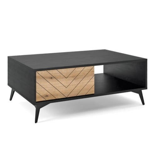 Ława 104x40 cm, dąb evoke/czarna Diamond