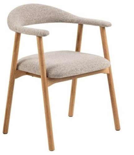 Krzesło z litego drewna dębu, beżowe Monza Addi 