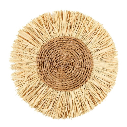 Dekoracja z Rafii okrągła, w stylu boho 37 cm