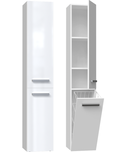 Słupek łazienkowy biały połysk, z koszem na pranie Nel IV 