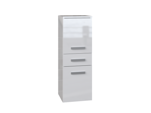 Słupek łazienkowy niski z szufladą, biały połysk Nel V DDS