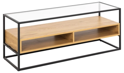 Szafka RTV 120 cm, ze szklanym blatem, do salonu Randolf
