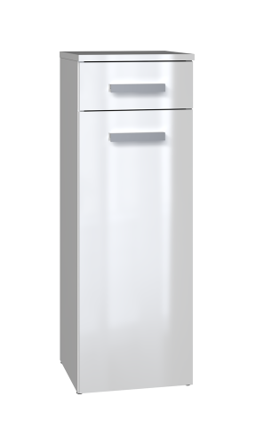 Słupek łazienkowy niski, z szufladą biały połysk Nel V DS