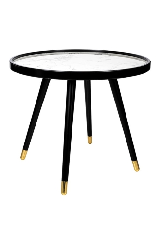 Stolik okrągły z blatem imitującym marmur 60 cm, Padrino