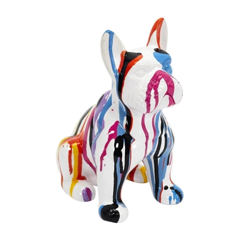 Figurka biała/kolorowa, na komodę buldoga francuskiego S