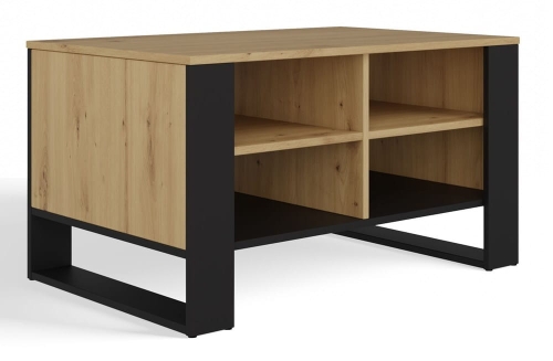 Ława z półka, dąb artisan/czarny Modern 4P