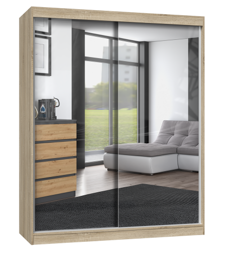 Szafa dwudrzwiowa z lustrem, dąb sonoma Iga 160A