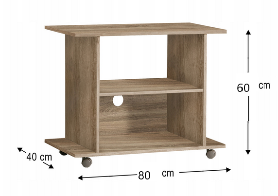 Szafka RTV na kółkach Yogi dąb sonoma