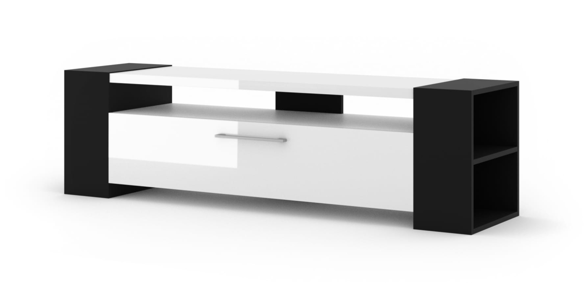 Szafka RTV komoda LIVIA 160 czarny / biały połysk