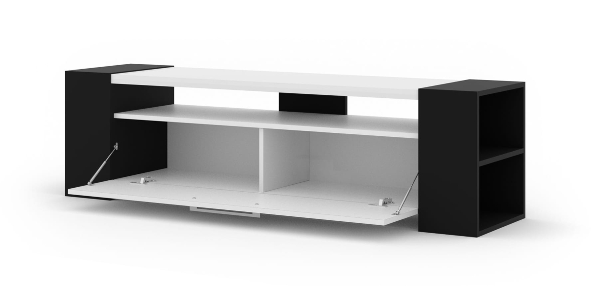 Szafka RTV komoda LIVIA 160 czarny / biały połysk