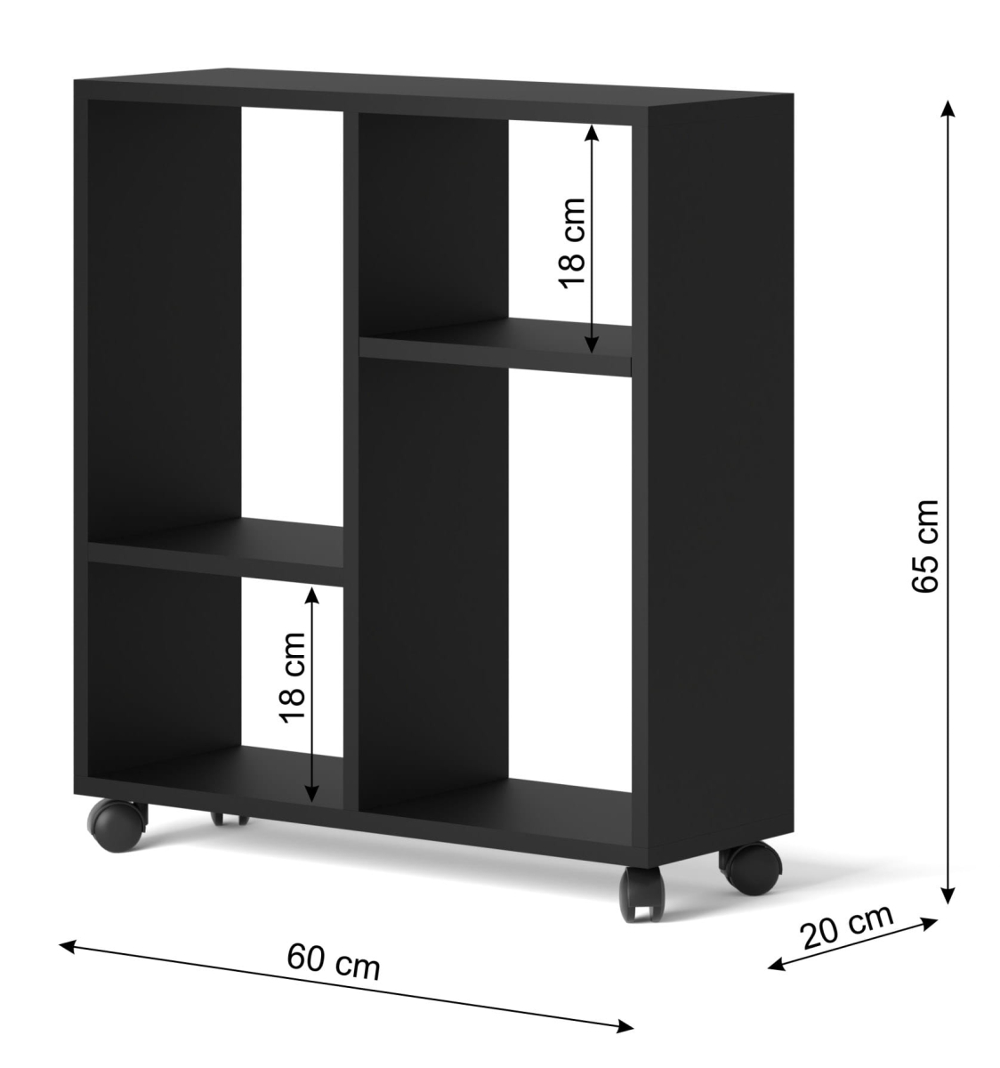 Stolik na kółkach Trasco 2 czarny mat