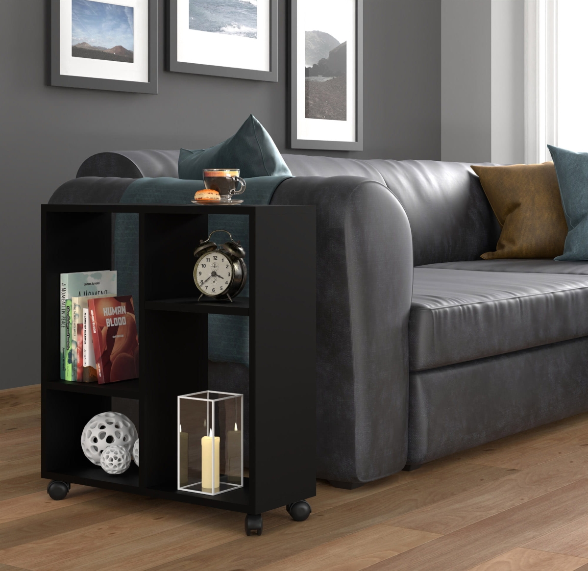 Stolik na kółkach Trasco 2 czarny mat