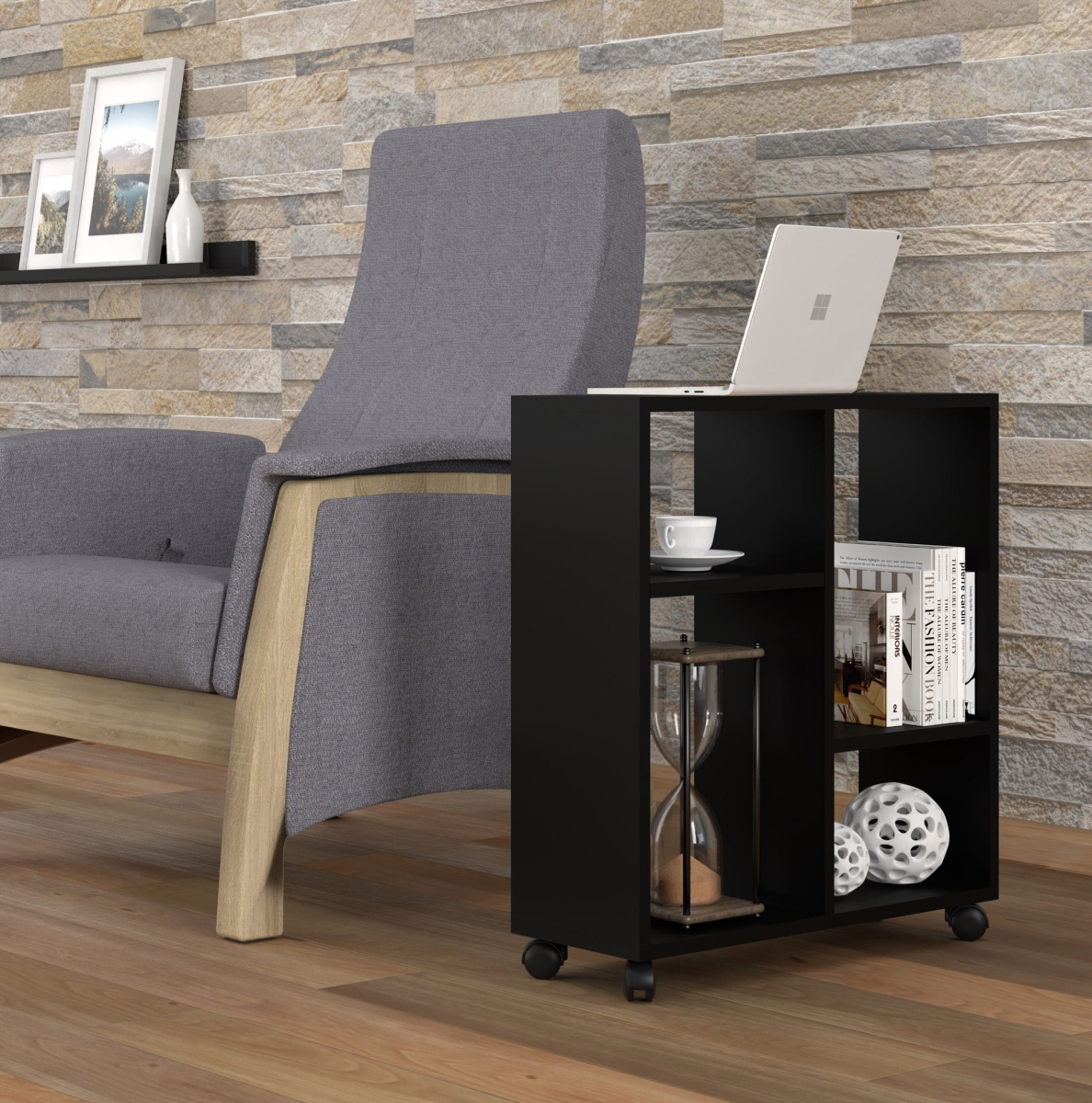 Stolik na kółkach Trasco 2 czarny mat