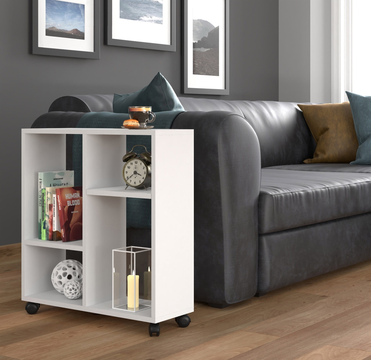 Stolik na kółkach Trasco 2 biały mat