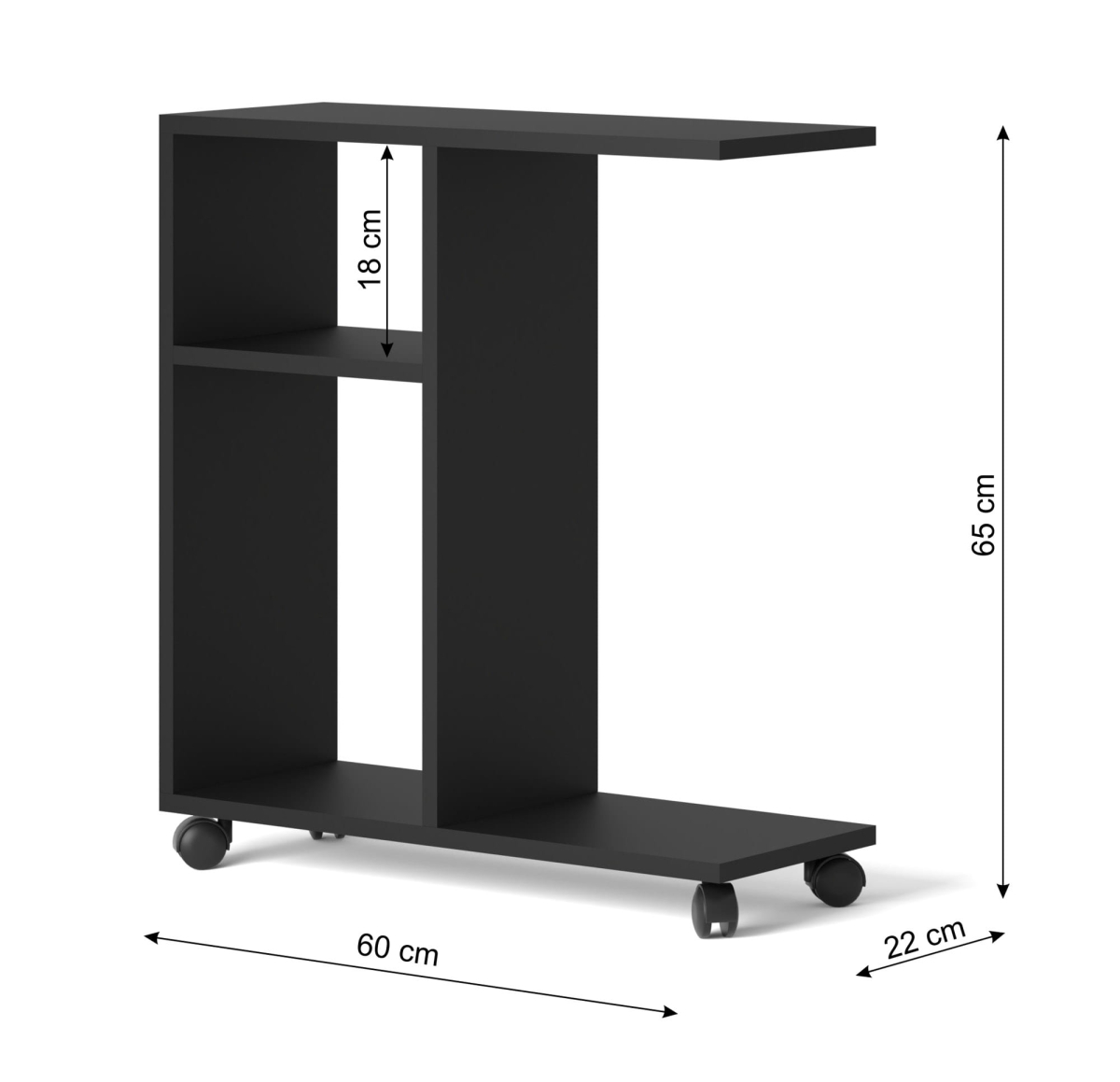 Stolik na kółkach Trasco 1 czarny mat