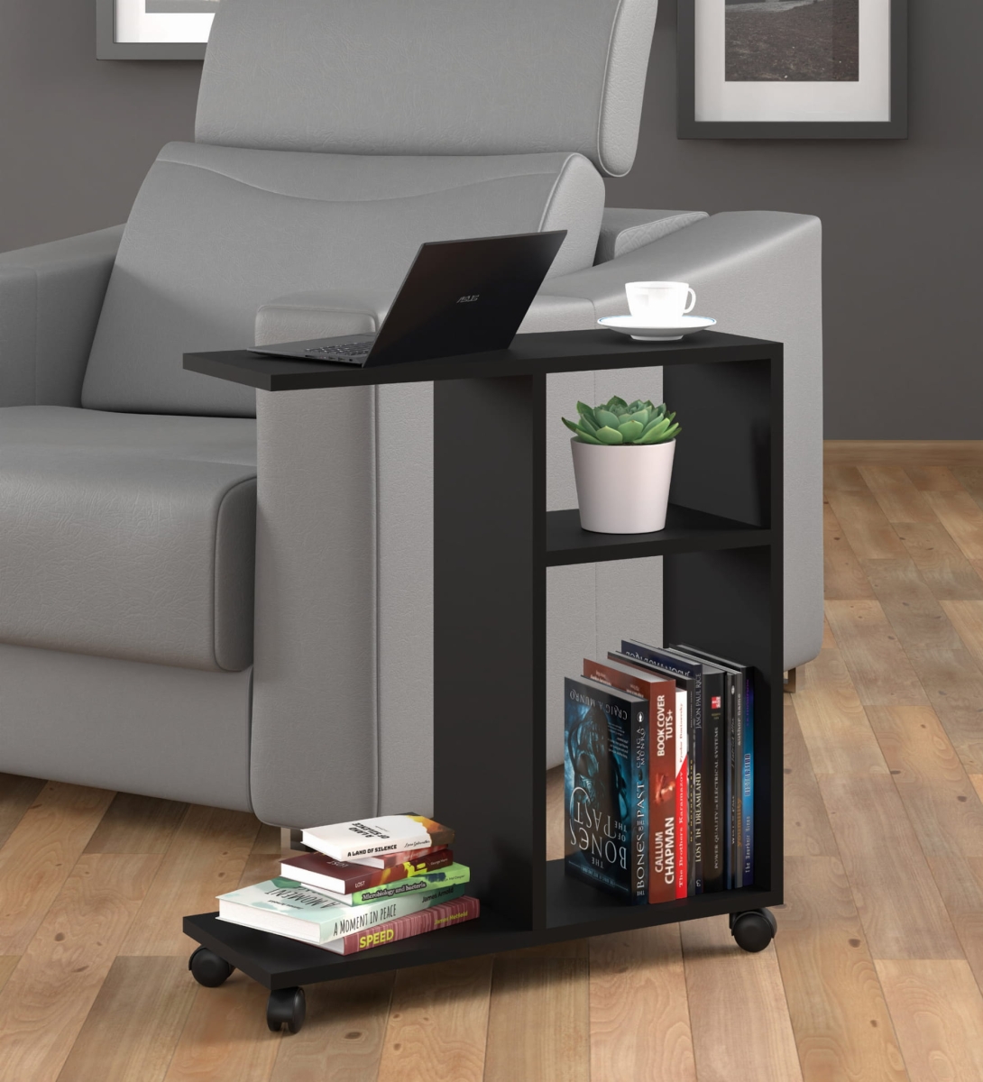 Stolik na kółkach Trasco 1 czarny mat