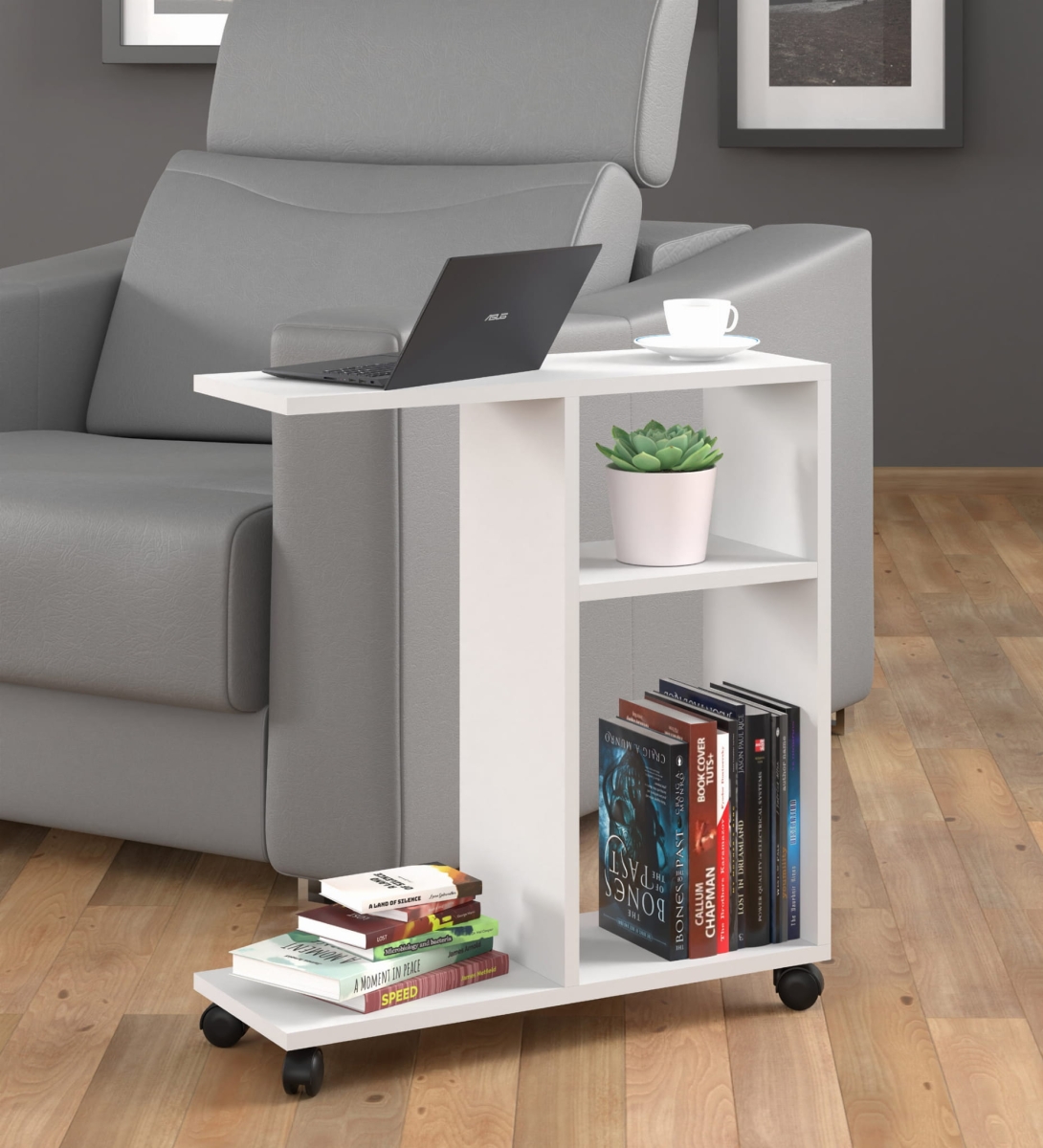 Stolik na kółkach Trasco 1 biały mat