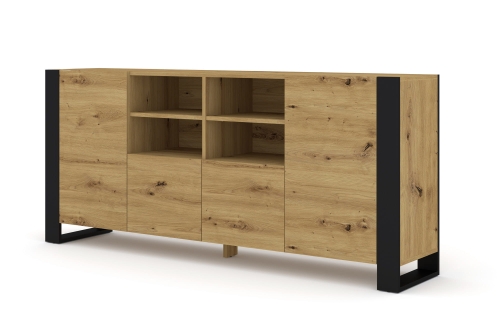 Komoda 188 cm, do salonu dąb artisan/czarny Mondi 