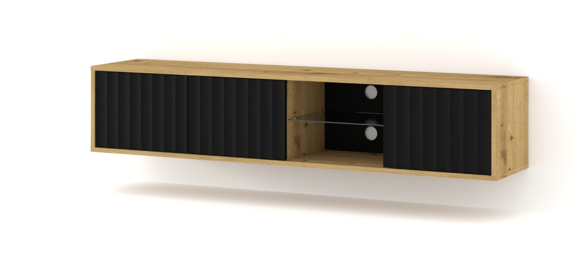 Szafka RTV VINA 156 dąb artisan / czarny mat