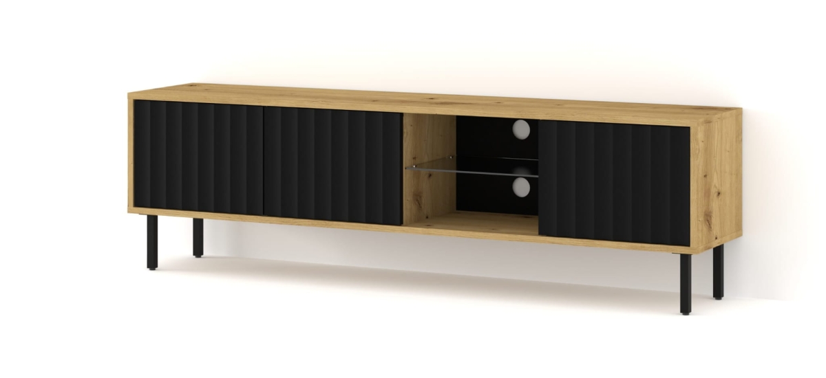 Szafka RTV VINA 156 dąb artisan / czarny mat