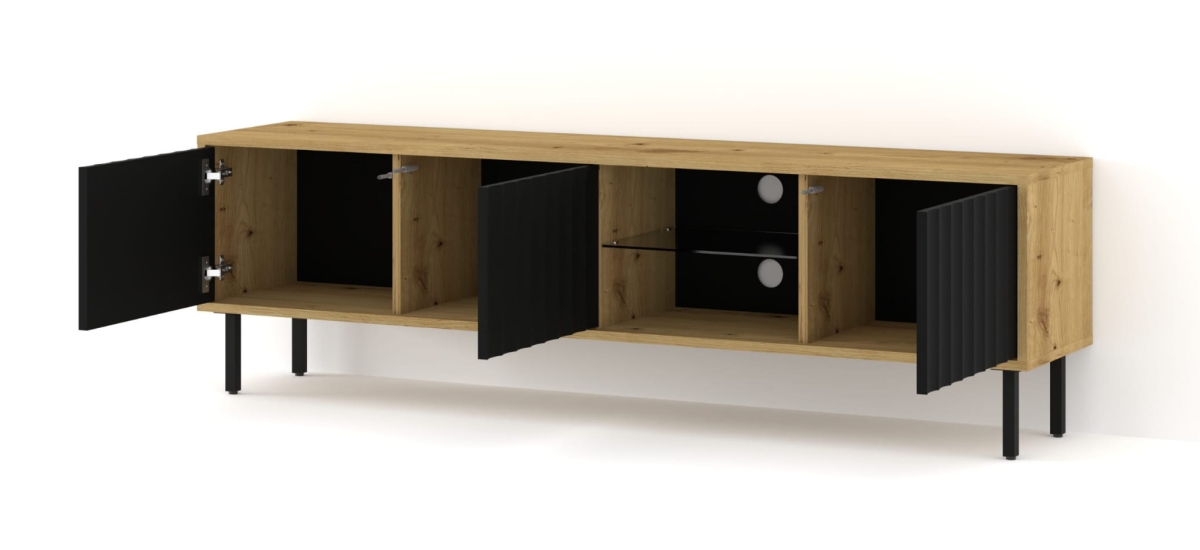 Szafka RTV VINA 156 dąb artisan / czarny mat