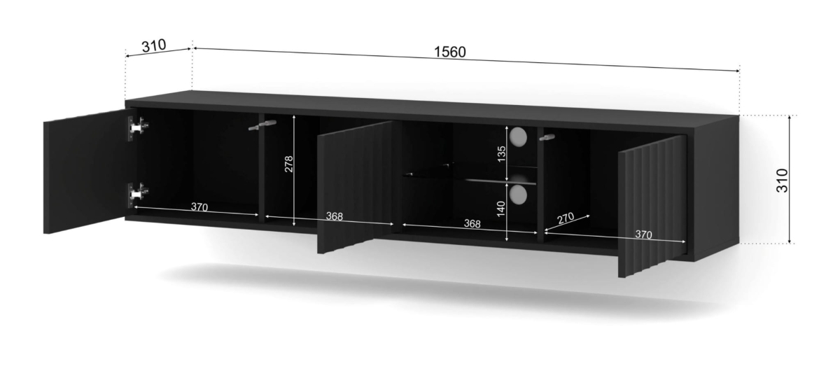 Szafka RTV VINA 156 czarny mat