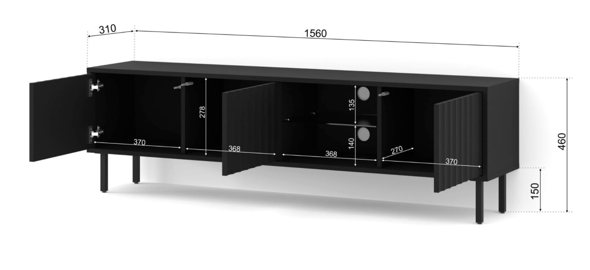 Szafka RTV VINA 156 czarny mat