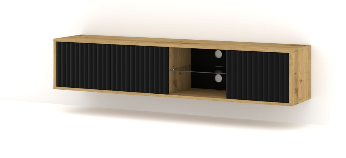 Szafka RTV MITA 156 dąb artisan / czarny mat
