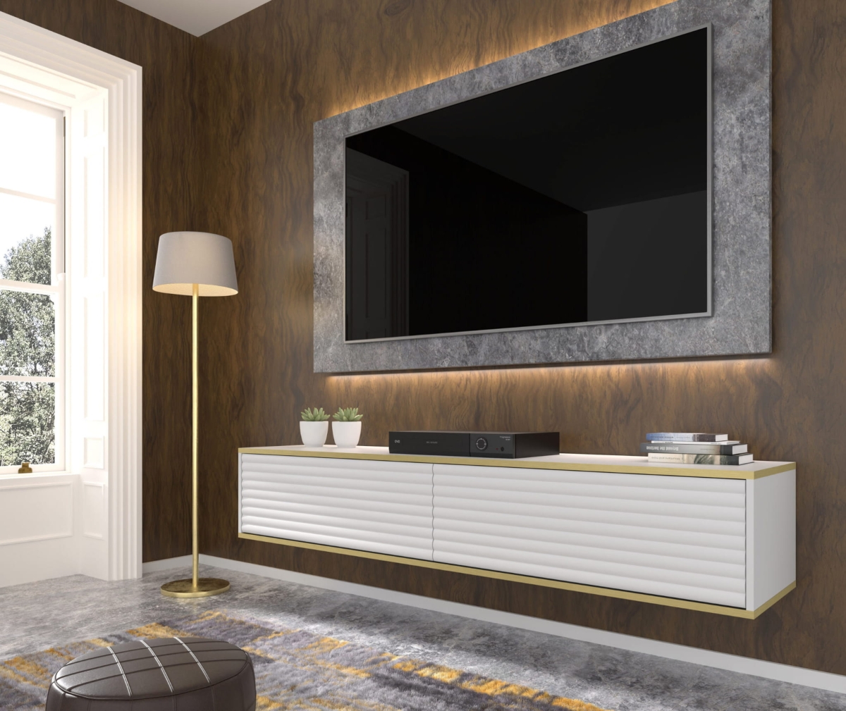 Szafka RTV wisząca Subi 180 biały mat