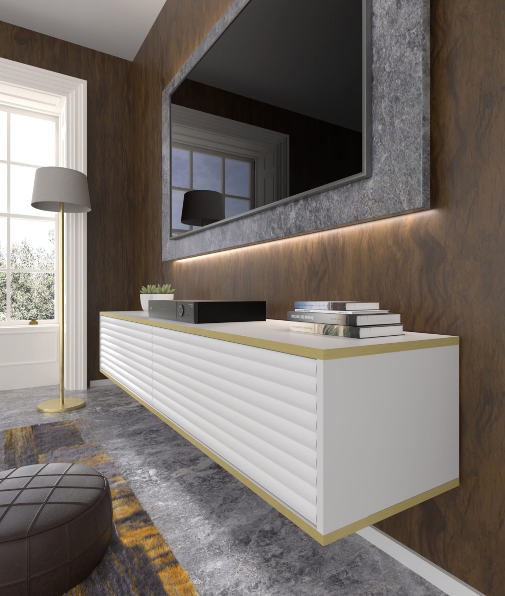 Szafka RTV wisząca Subi 180 biały mat