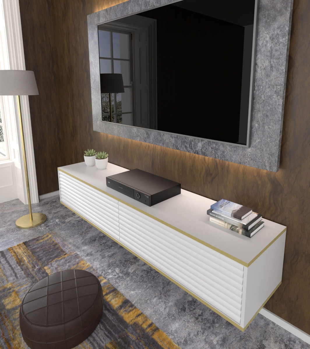 Szafka RTV wisząca Subi 180 biały mat