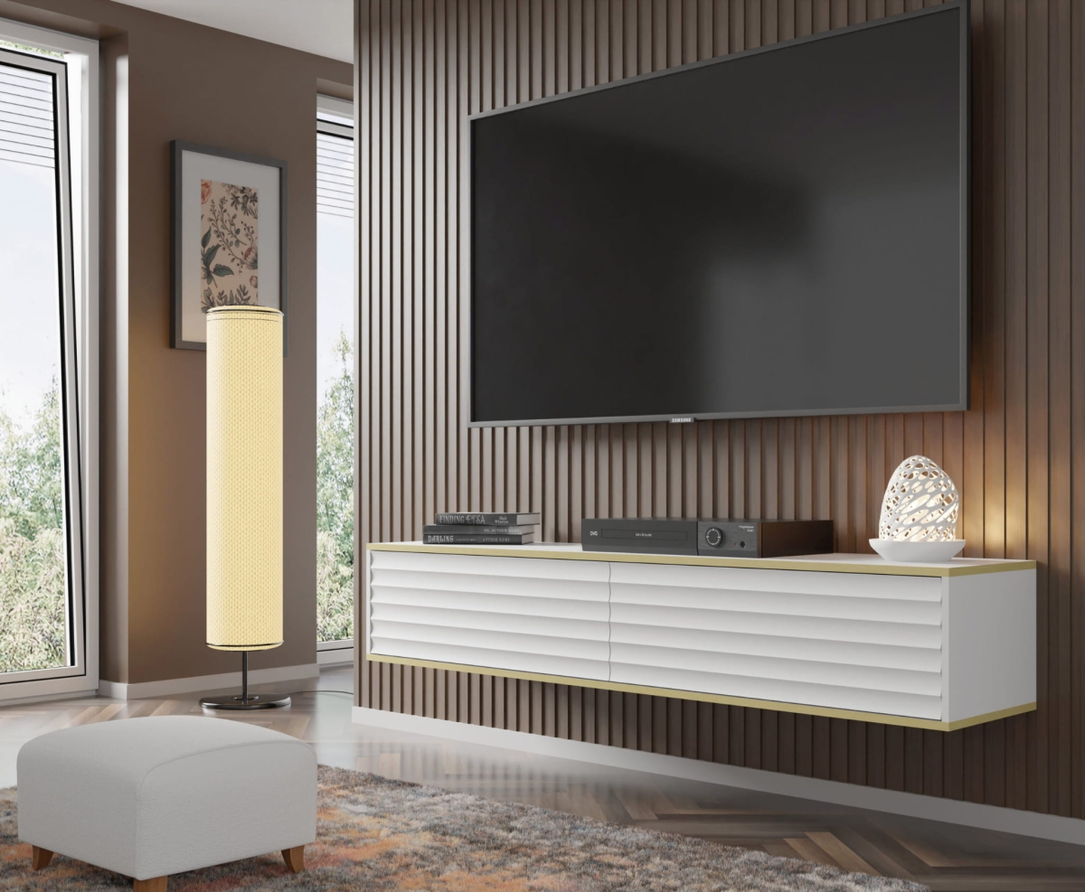 Szafka RTV wisząca Wabi 180 biały mat