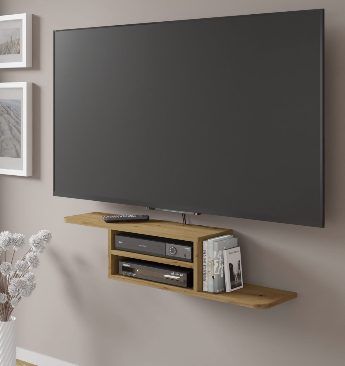 Półka pod telewizor wisząca Dedal 90 cm dąb artisan