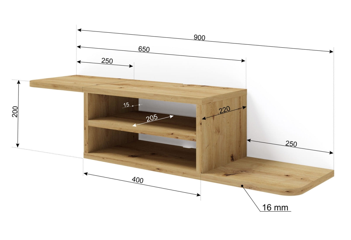 Półka pod telewizor wisząca Dedal 90 cm dąb artisan