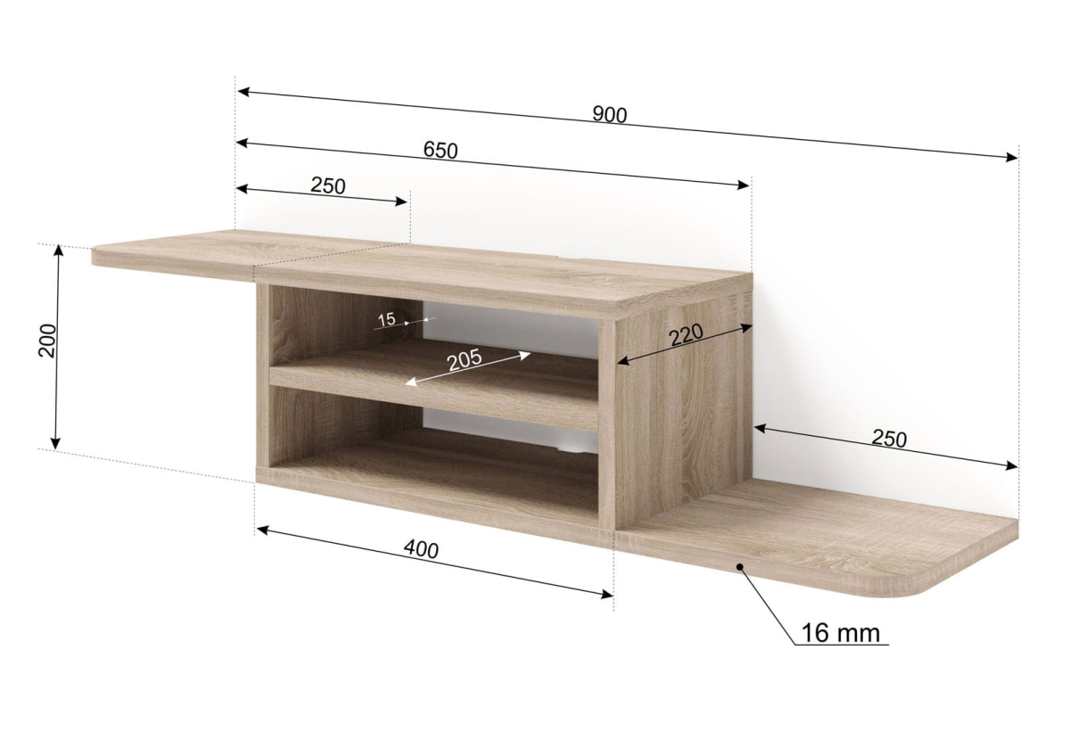 Półka pod telewizor wisząca Dedal 90 cm dąb sonoma