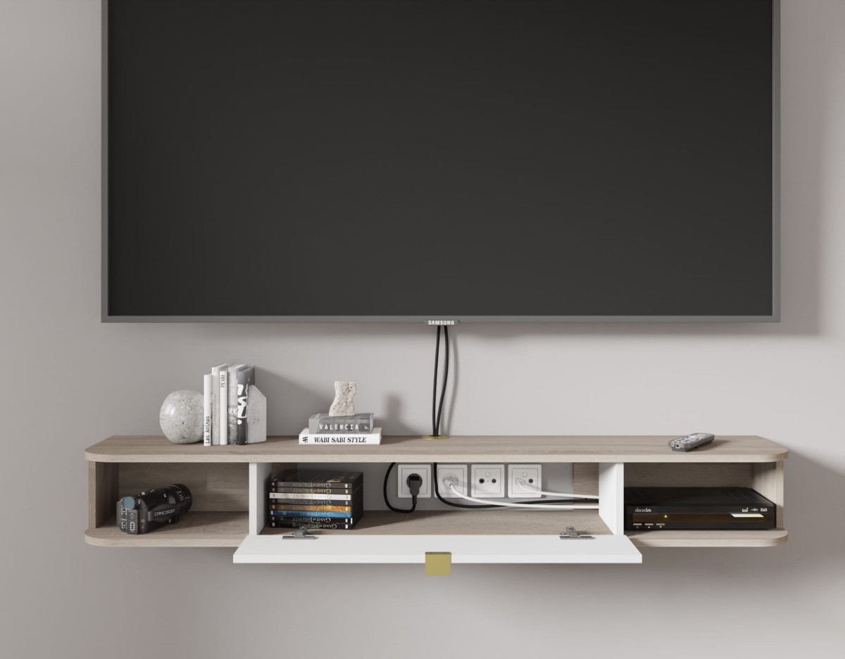 Szafka RTV wisząca Icarus 156 dąb sonoma / biały mat