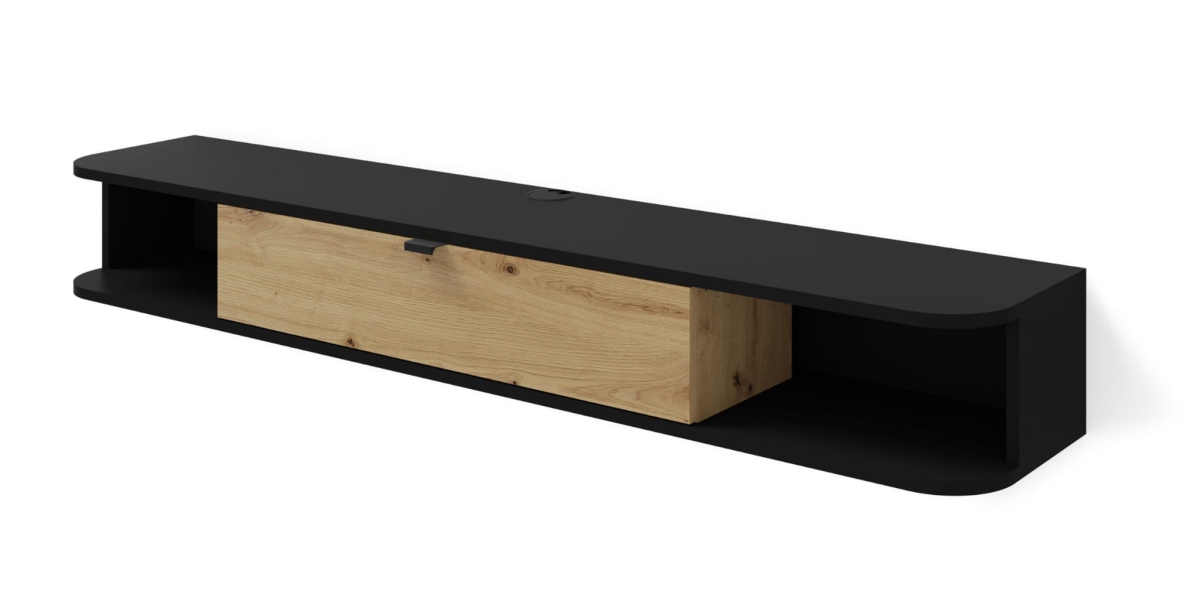 Szafka RTV wisząca Icarus 156 czarny mat / dąb artisan