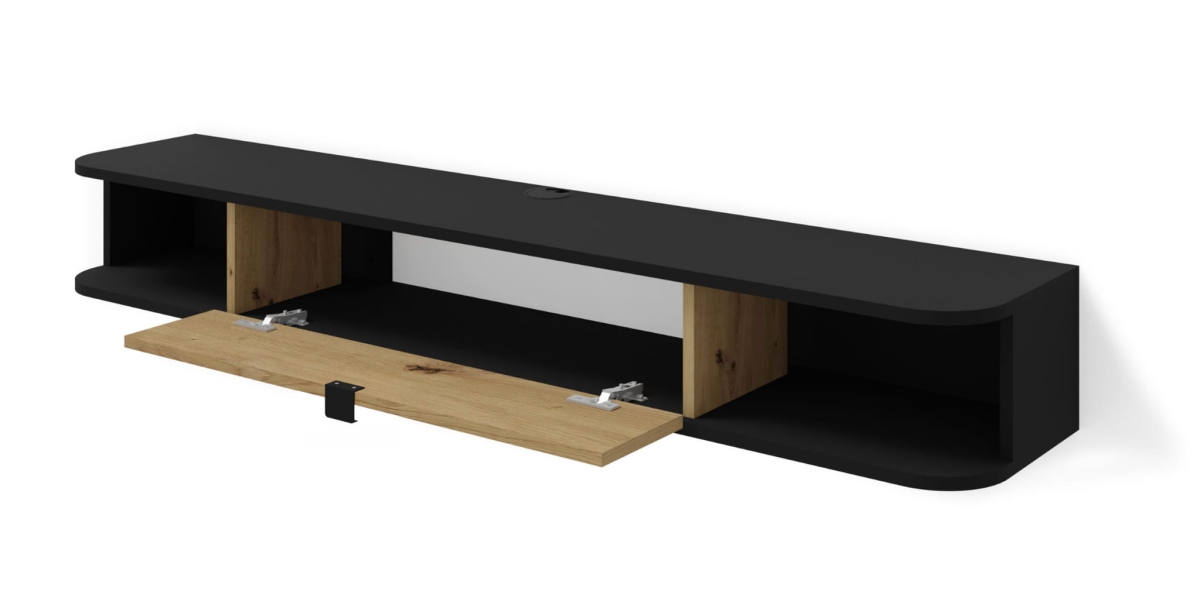 Szafka RTV wisząca Icarus 156 czarny mat / dąb artisan