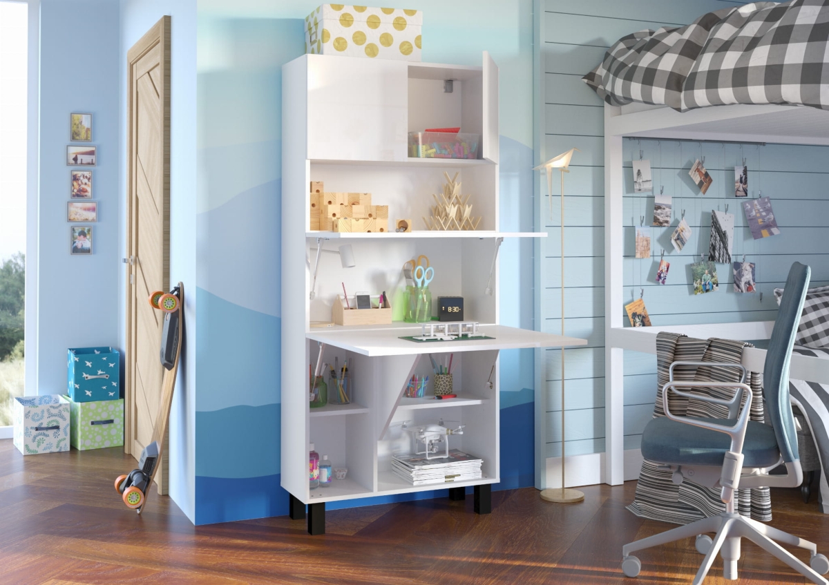 Biurko rozkładane regał Homi biały mat / biały połysk