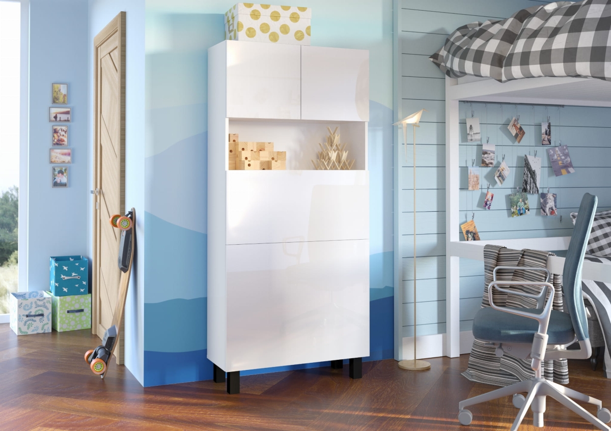 Biurko rozkładane regał Homi biały mat / biały połysk