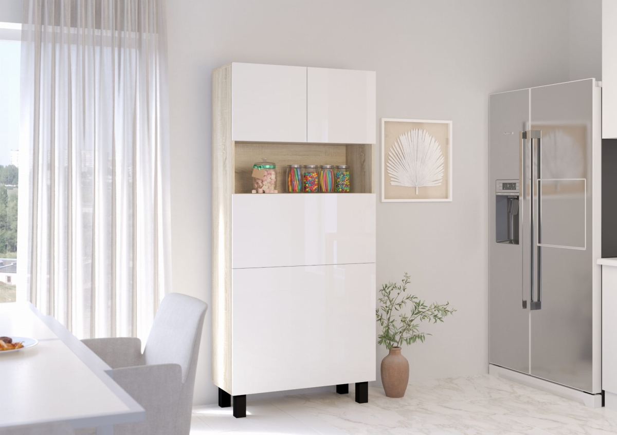 Biurko rozkładane regał Homi dąb sonoma / biały połysk