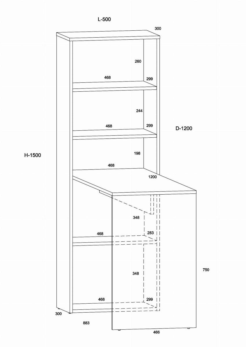 Biurko z regałem Harmony dąb artisan