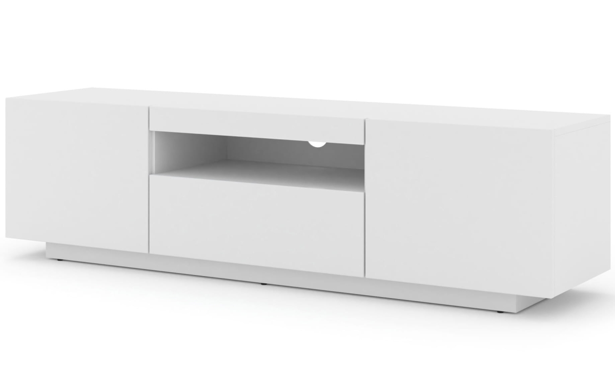 Szafka RTV Aura 150 cm uniwersalna wisząca stojąca biały mat (*opcja LED)