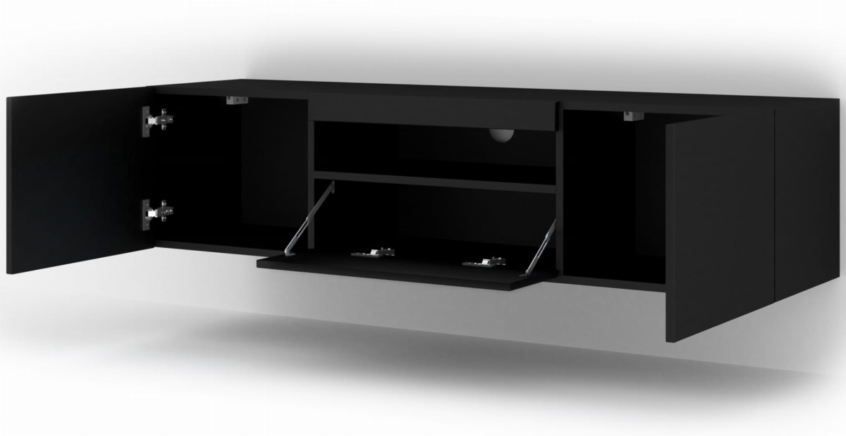 Szafka RTV AURA 150 uniwersalna wisząca czarny mat