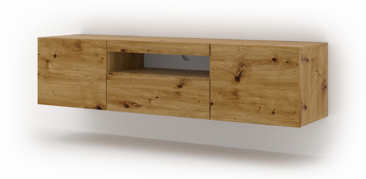Szafka RTV Aura 150 cm uniwersalna wisząca stojąca dąb artisan (*opcja LED)