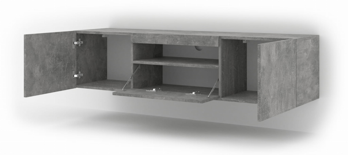 Szafka RTV Aura 150 cm uniwersalna wisząca stojąca beton (*opcja LED)