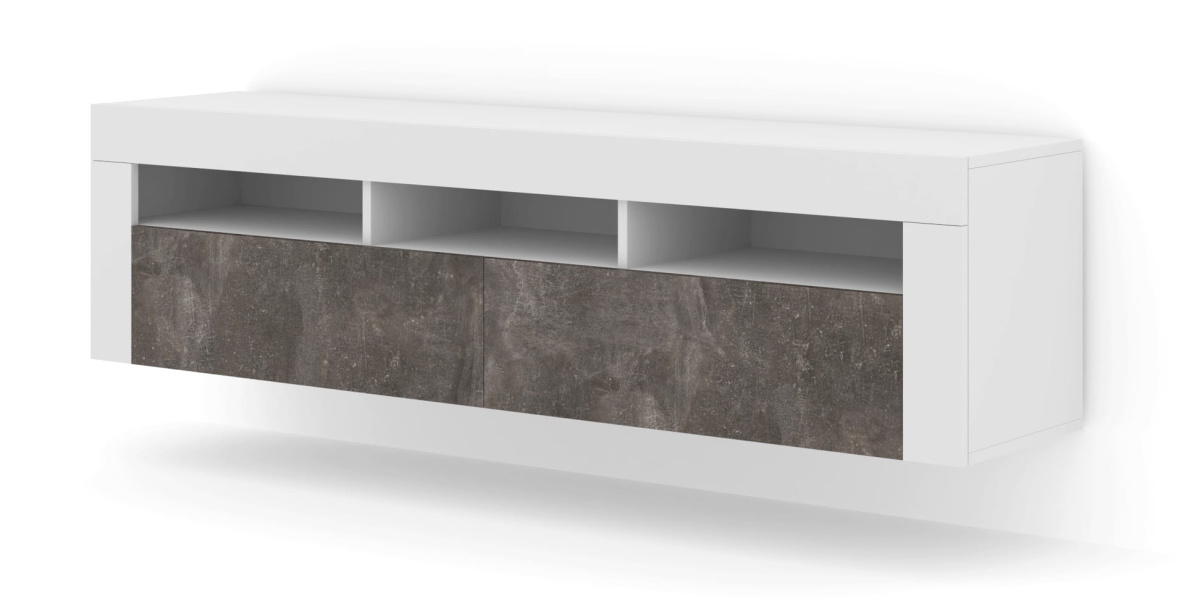Szafka RTV Moreno 160 cm uniwersalna wisząca stojąca biały mat / beton ciemny