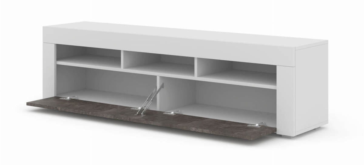 Szafka RTV Moreno 160 cm uniwersalna wisząca stojąca biały mat / beton ciemny