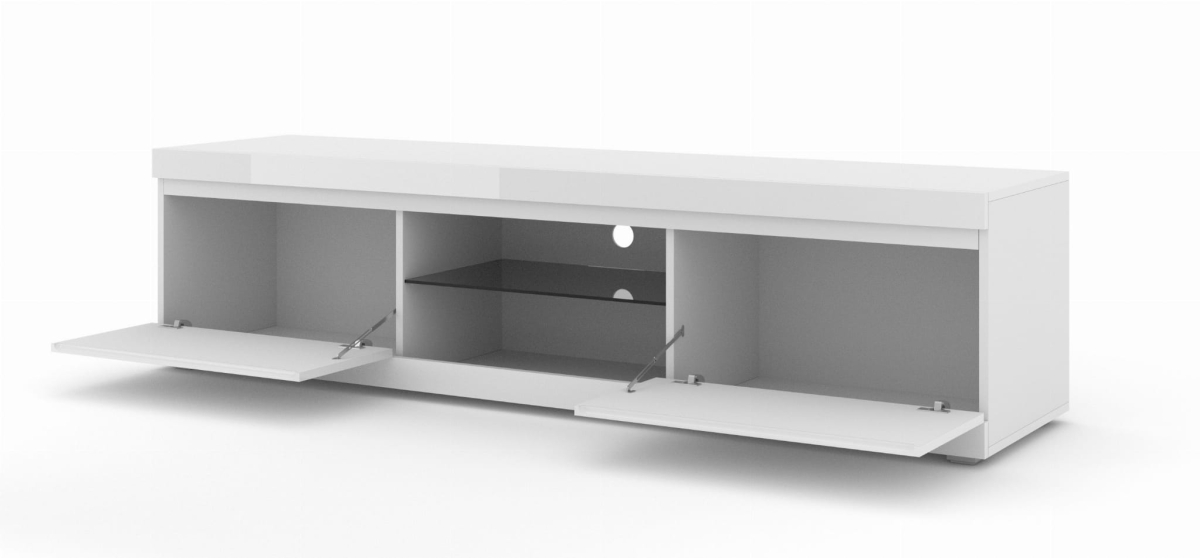 Szafka RTV NET 180 cm uniwersalna wisząca stojąca biały mat / biały połysk