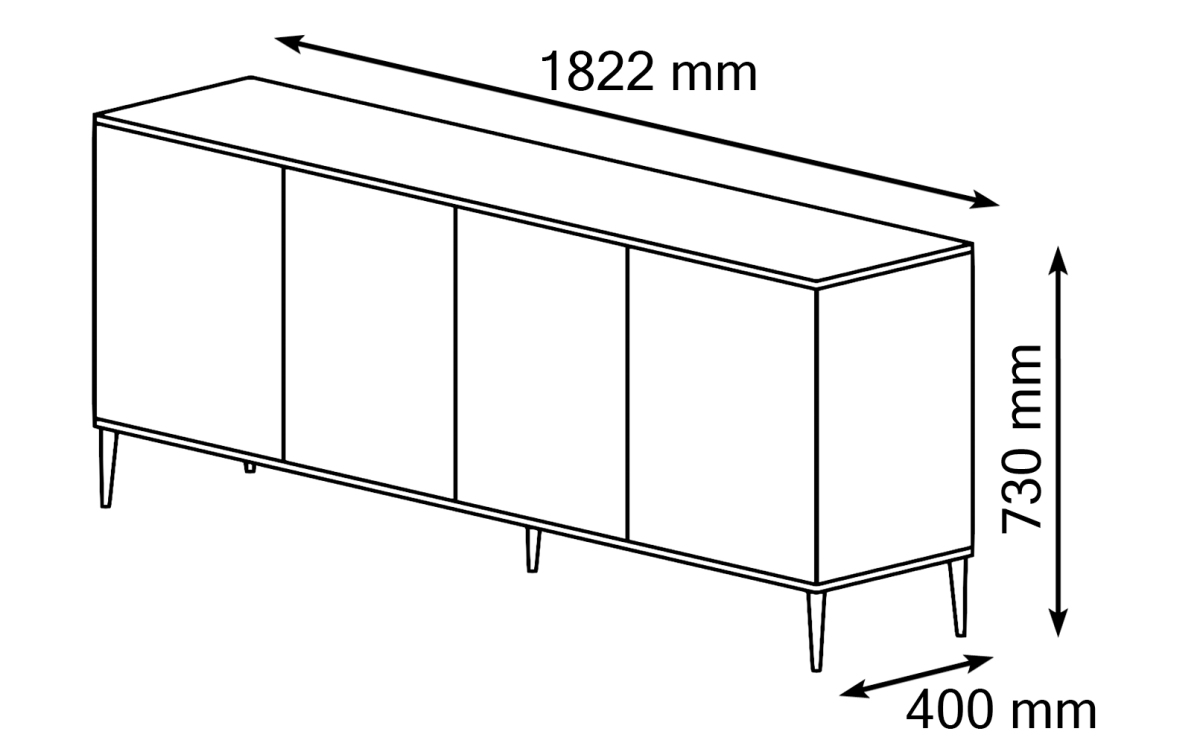 Komoda RTV Petra 182 4D czarny mat